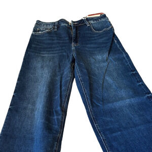 NWT Lovervet Dark Blue Tummy Control, Wide Leg, Slightly Distressed Jeans